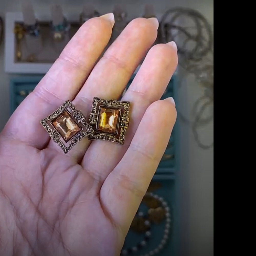 Elegant Gold-Tone Square Earrings